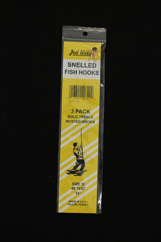 Snelled Gold Treble Fish Hooks