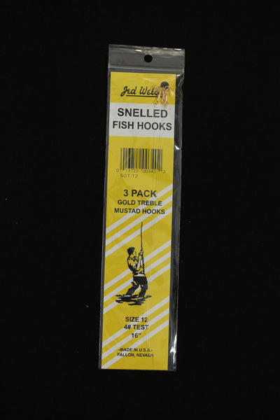 Snelled Gold Treble Fish Hooks